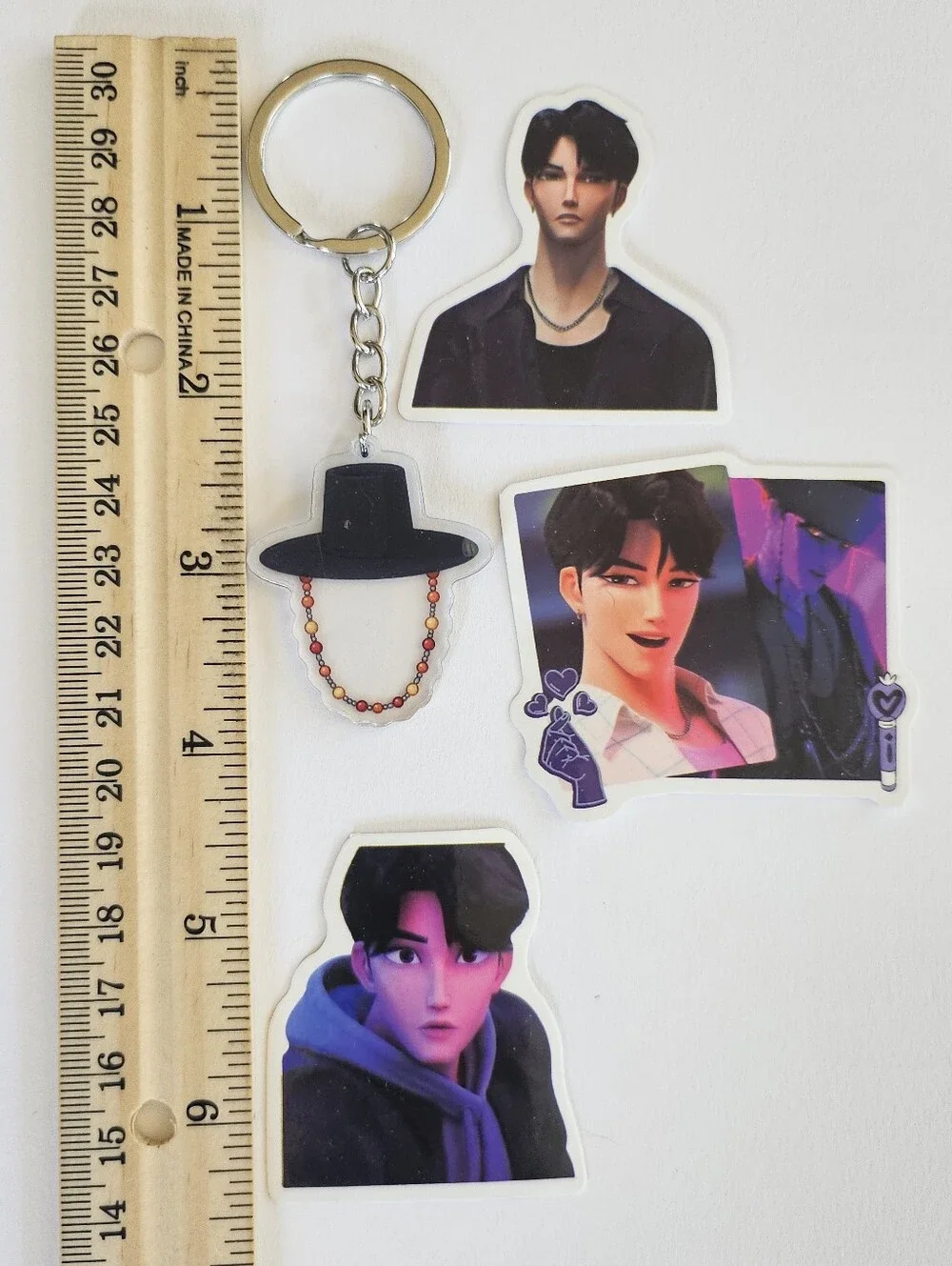 New Kpop Demon Hunters jinu keyring, keychain,  Saja boys. Plus 3 stickers